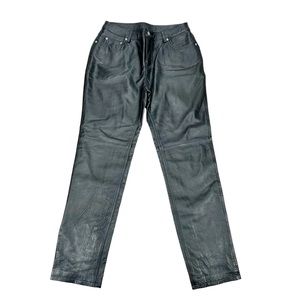 Newport News Jeanology Women’s 8 Black Genuine‎ Leather Pants Fully Lined